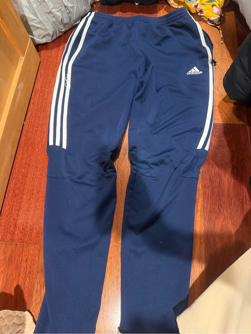 adidas Navy Blue Joggers with White Side Stripes